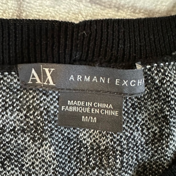 ARMANI EXCHANGE Black Gray Leopard Face Knit Pullover  Top M, Rare, Preppy, Logo - Picture 3 of 12